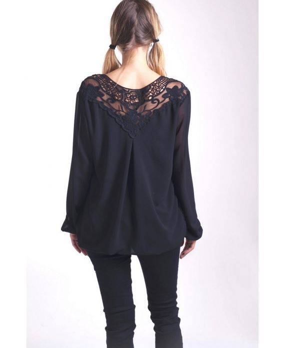 BLUSA DE ENCAJE CON ESPALDA 4005 NEGRO