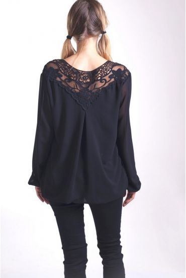 BLUSA DE ENCAJE CON ESPALDA 4005 NEGRO