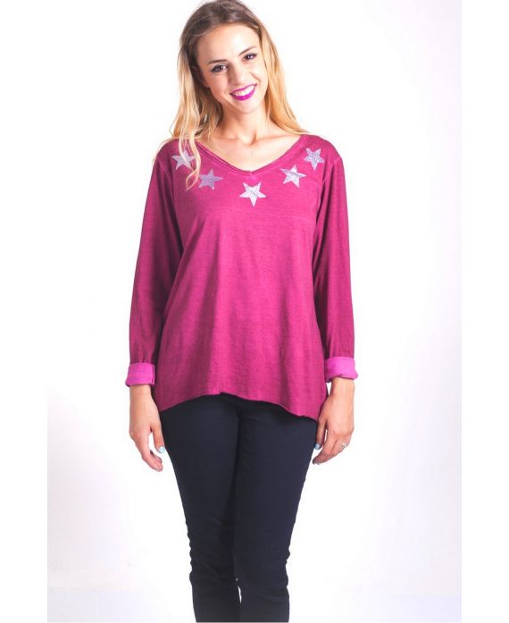 T-SHIRT STARS 4033 BORDEAUX