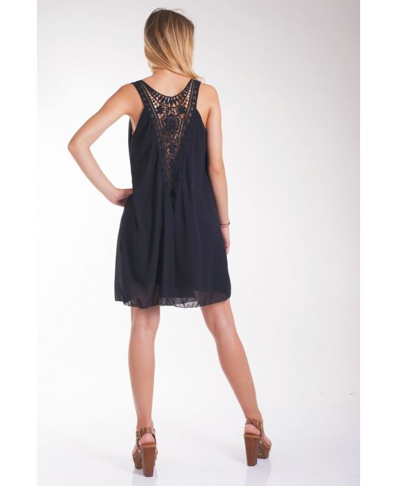 VESTIDO DE ENCAJE CON ESPALDA 4008 NEGRO