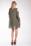 ROBE EPAULES DENUDEES 4037 VERT MILITAIRE