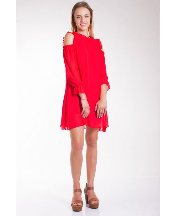 VESTIDO DE HOMBROS DENUDEES 4037 ROJO