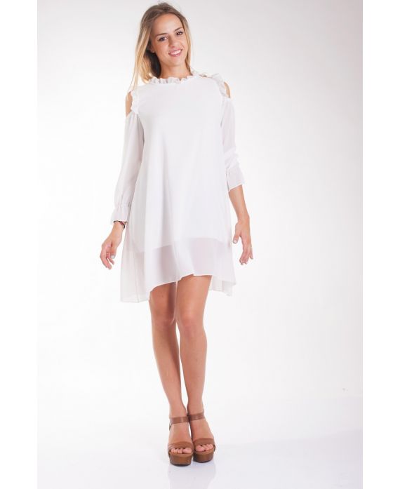 VESTIDO DE HOMBROS DENUDEES 4037 BLANCO