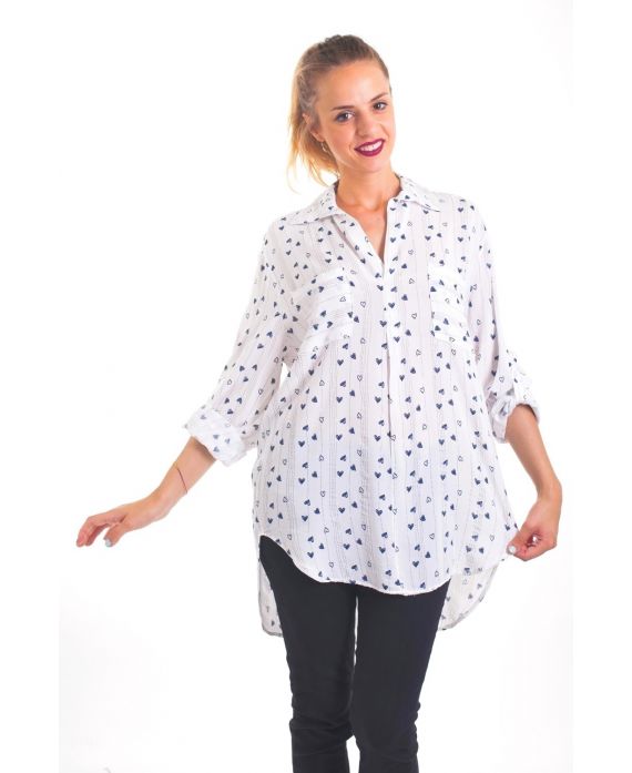 SHIRT MET HART MOTIEF 4038 WIT