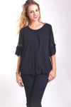 BLUSA CON MANGAS DE ENCAJE DE 4000 NEGRO