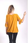 BLUSA CON MANGAS DE ENCAJE DE 4000 MOSTAZA