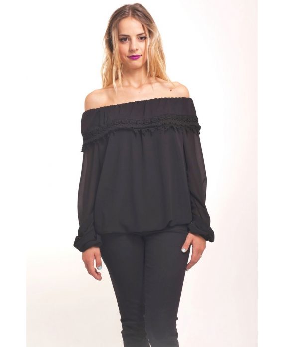 BLUSA DE HOMBROS DENUDEES 4003 NEGRO