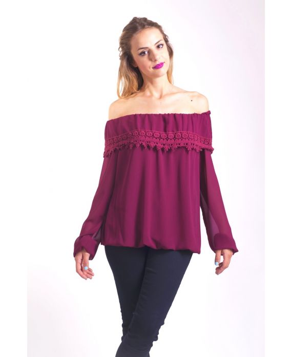 BLOUSE SCHOUDERS DENUDEES 4003 BORDEAUX