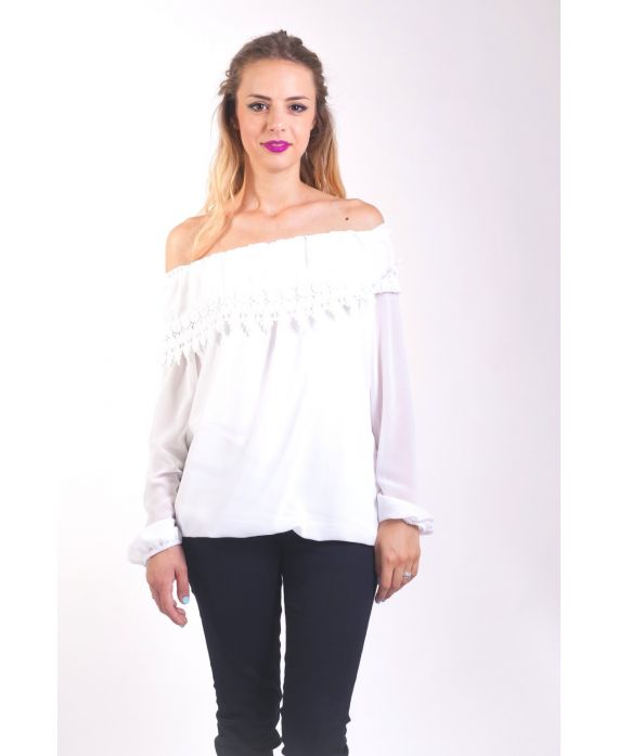 BLOUSE EPAULES DENUDEES 4003 BLANC