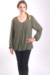 BLUSA DE ENCAJE CON ESPALDA 4005 VERDE MILITAR