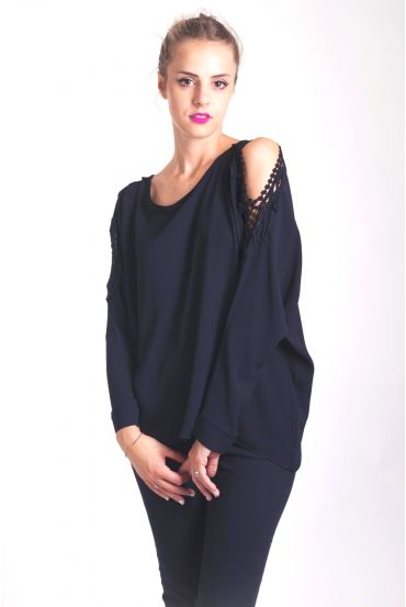 BLUSA DE HOMBROS DENUDEES 4042 NEGRO