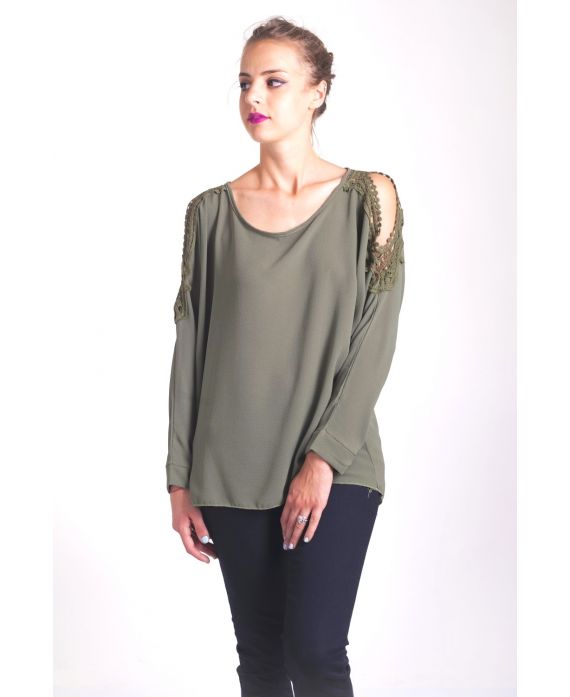 BLOUSE EPAULES DENUDEES 4042 VERT MILITAIRE