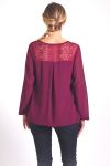 BLOUSE DRAPEE DENTELLE 4043 BORDEAUX