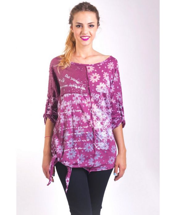 T-SHIRT MIX DI CONTENUTI 4047 BORDEAUX