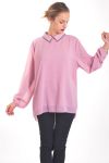 BLUSE MIT PETER-PAN-KRAGEN STRASS 4051 ROSA