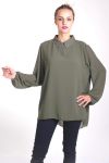 BLUSA COL CLAUDINE RHINESTONE 4051 VERDE MILITAR