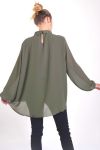 BLOUSE COL CLAUDINE RHINESTONE 4051 MILITARY GREEN