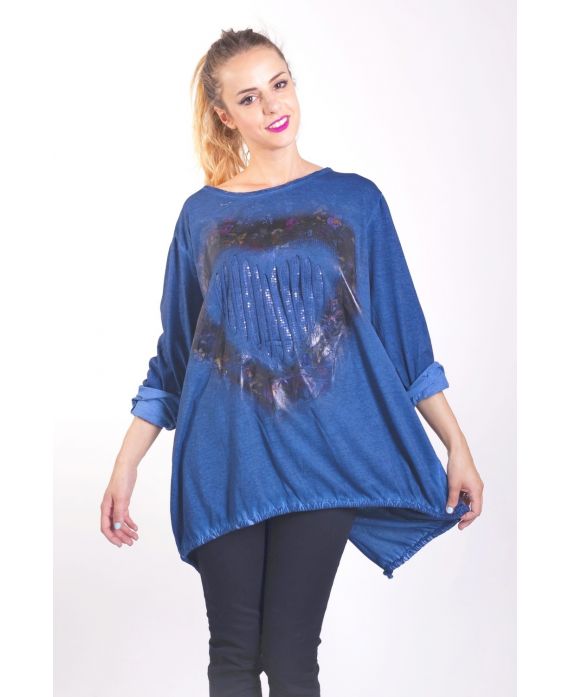 T-SHIRT CUORE 4052 BLU