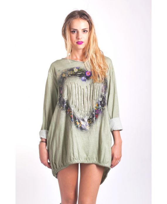 T-SHIRT HEART 4052 MILITARY GREEN