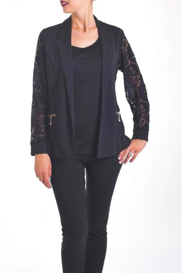 GIACCA BLAZER IN PIZZO 4055 NERO