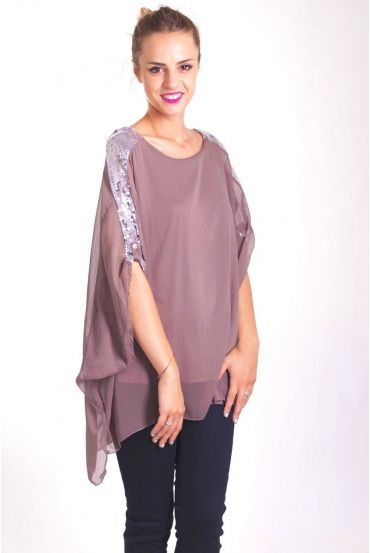 TUNIC SEQUINS 4057 TAUPE