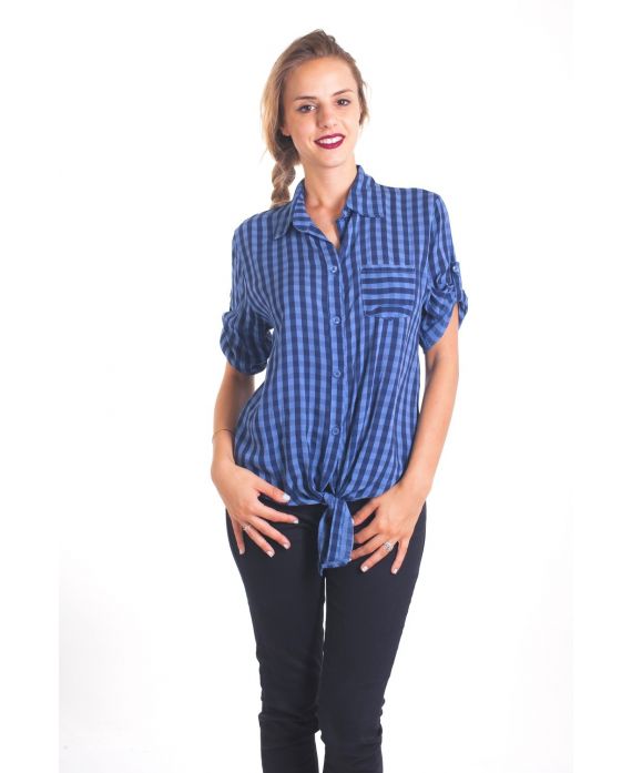 BLOUSE HEEFT TIE 4061 BLAUW