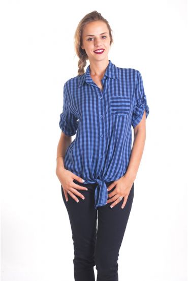 BLOUSE HEEFT TIE 4061 BLAUW