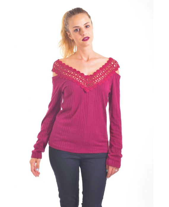 - PULL-SPITZEN-4064 BORDEAUX