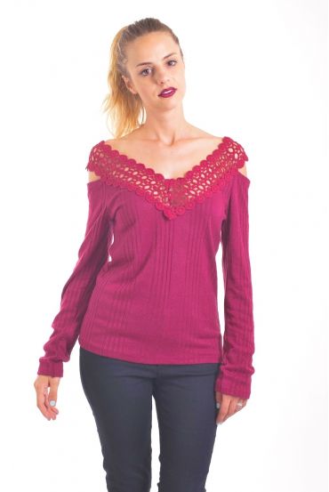 - PULL-SPITZEN-4064 BORDEAUX