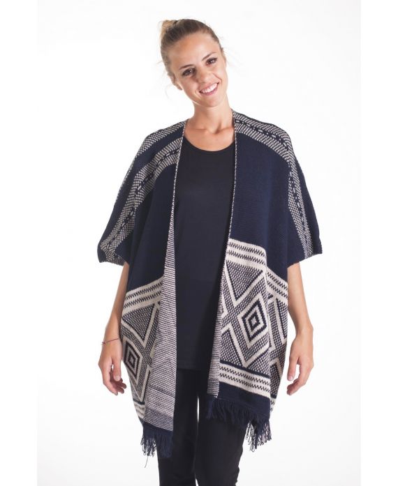 GILET PONCHO MOHAIR 4074 BLEU