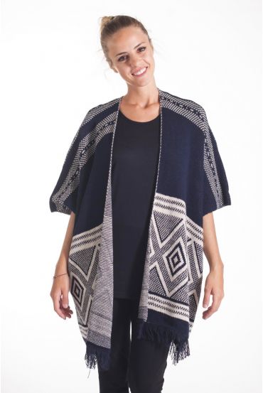 GILET PONCHO MOHAIR 4074 BLEU