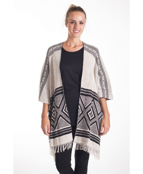 CHALECO DE PONCHO DE LANA MOHAIR 4074 BEIGE