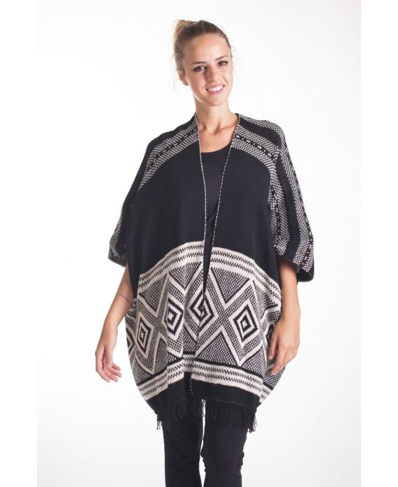 CHALECO DE PONCHO DE LANA MOHAIR 4074 NEGRO