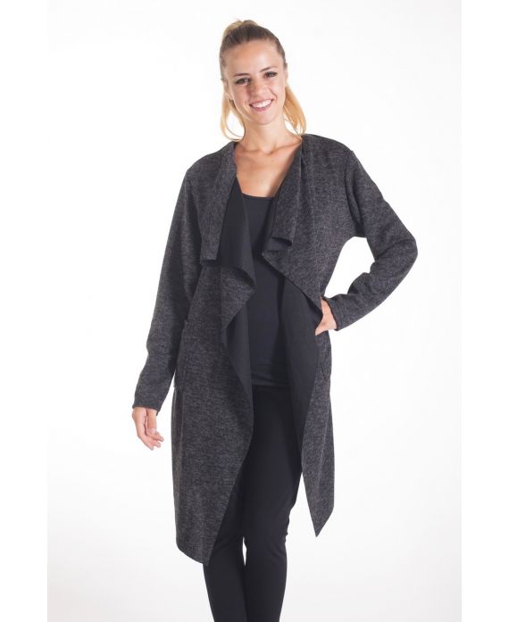 CHALECO LARGO / CHAQUETA CON 2 BOLSILLOS 4078 NEGRO