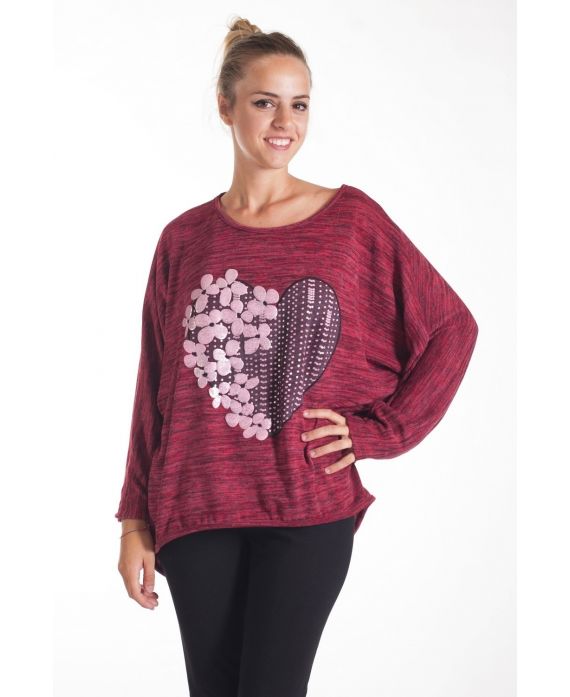 T-SHIRT AFFOLLANO FIORI BORDEAUX 4079