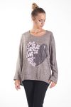 T-SHIRT BEFLOCKUNG BLUMEN 4079 BEIGE