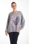 T-SHIRT FLOCAGE FLEURS 4079 GRIS