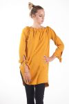 TUNIC BEADED NECK ELASTIC 4081 MUSTARD