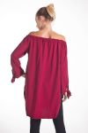 TUNIC BEADED NECK ELASTIC 4081 BORDEAUX