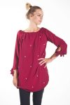 TUNIC BEADED NECK ELASTIC 4081 BORDEAUX