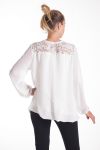 BLOUSE DENTELLE ENCOLURE ZIPPEE 4082 BLANC