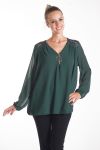 BLOUSE DENTELLE ENCOLURE ZIPPEE 4082 VERT MILITAIRE