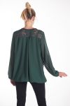 BLOUSE DENTELLE ENCOLURE ZIPPEE 4082 VERT MILITAIRE