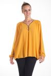 BLOUSE LACE NECKLINE ZIPPEE 4082 MUSTARD