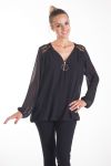 BLOUSE DENTELLE ENCOLURE ZIPPEE 4082 NOIR