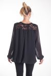 BLOUSE DENTELLE ENCOLURE ZIPPEE 4082 NOIR