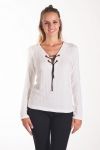 SWEATER HAS LACE-UP 4065 WHITE