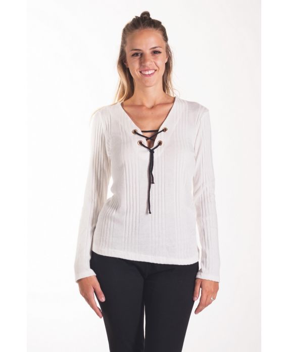 MAGLIA CON PIZZO-UP 4065 BIANCO