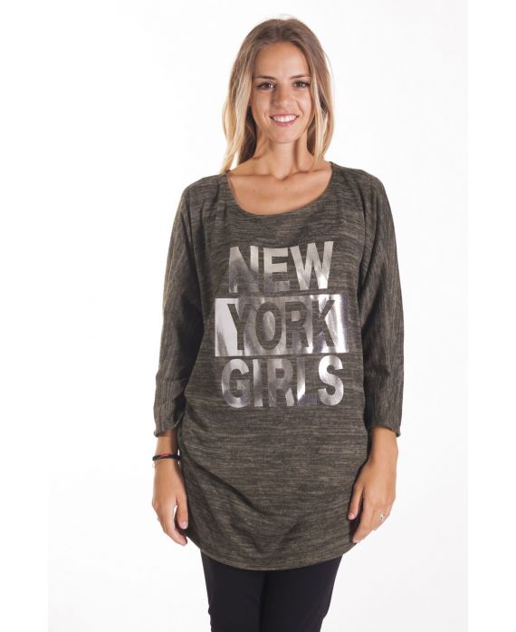 T-SHIRT DI NEW YORK 4086 VERDE MILITARE