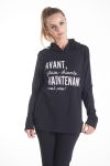 T-SHIRT A CAPUCHE ECRITURE 4087 NOIR